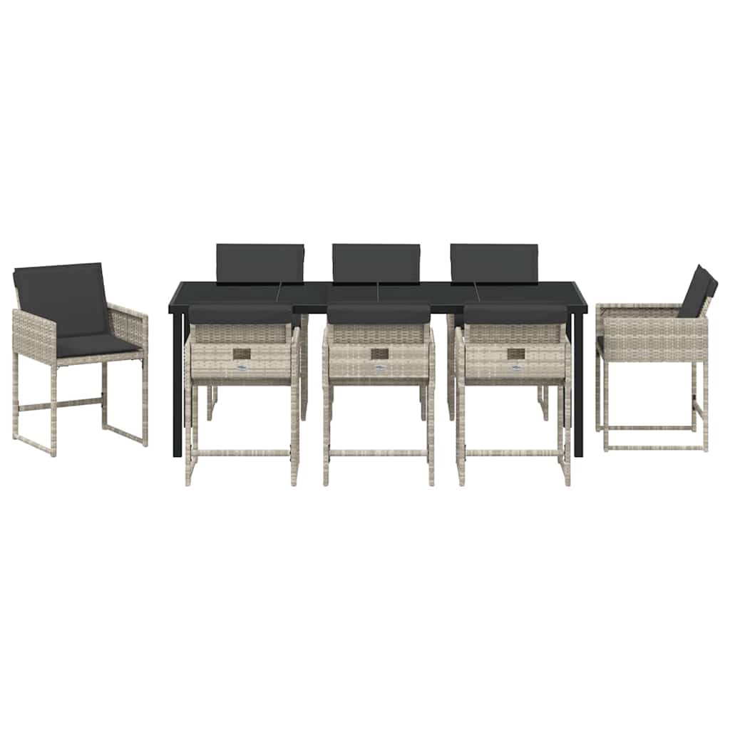 Have Spisebordssæt 9 pcs Lysegrå polyrattan