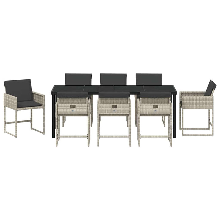 Have Spisebordssæt 9 pcs Lysegrå polyrattan