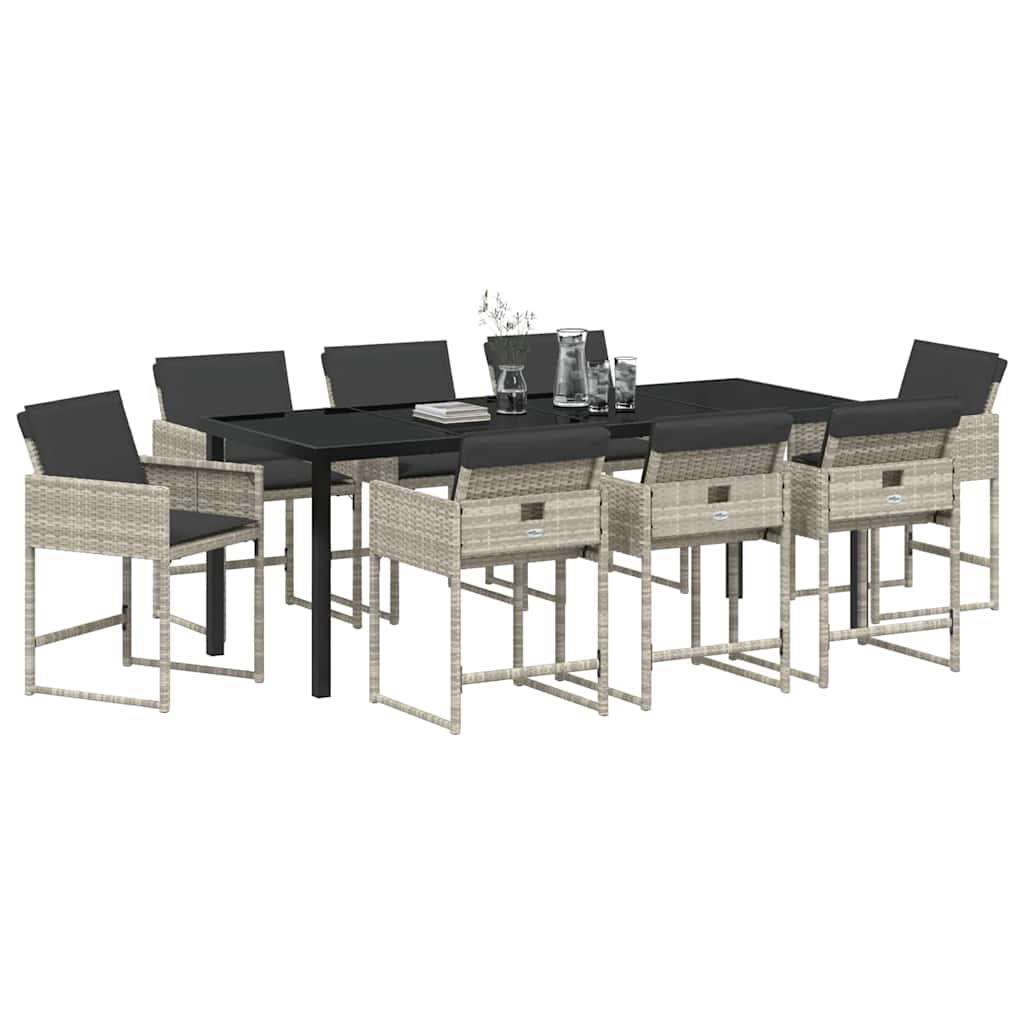 Have Spisebordssæt 9 pcs Lysegrå polyrattan