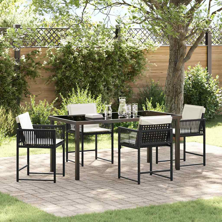 Have Spisebordssæt 5 pcs Sort polyrattan
