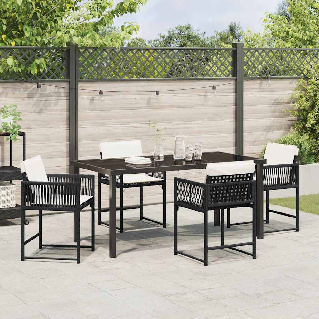 Have Spisebordssæt 5 pcs Sort polyrattan