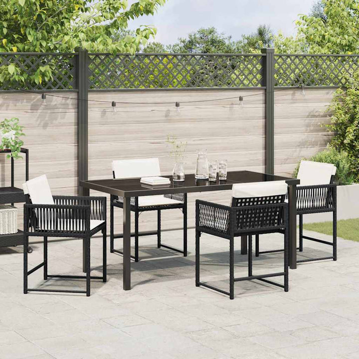 Have Spisebordssæt 5 pcs Sort polyrattan