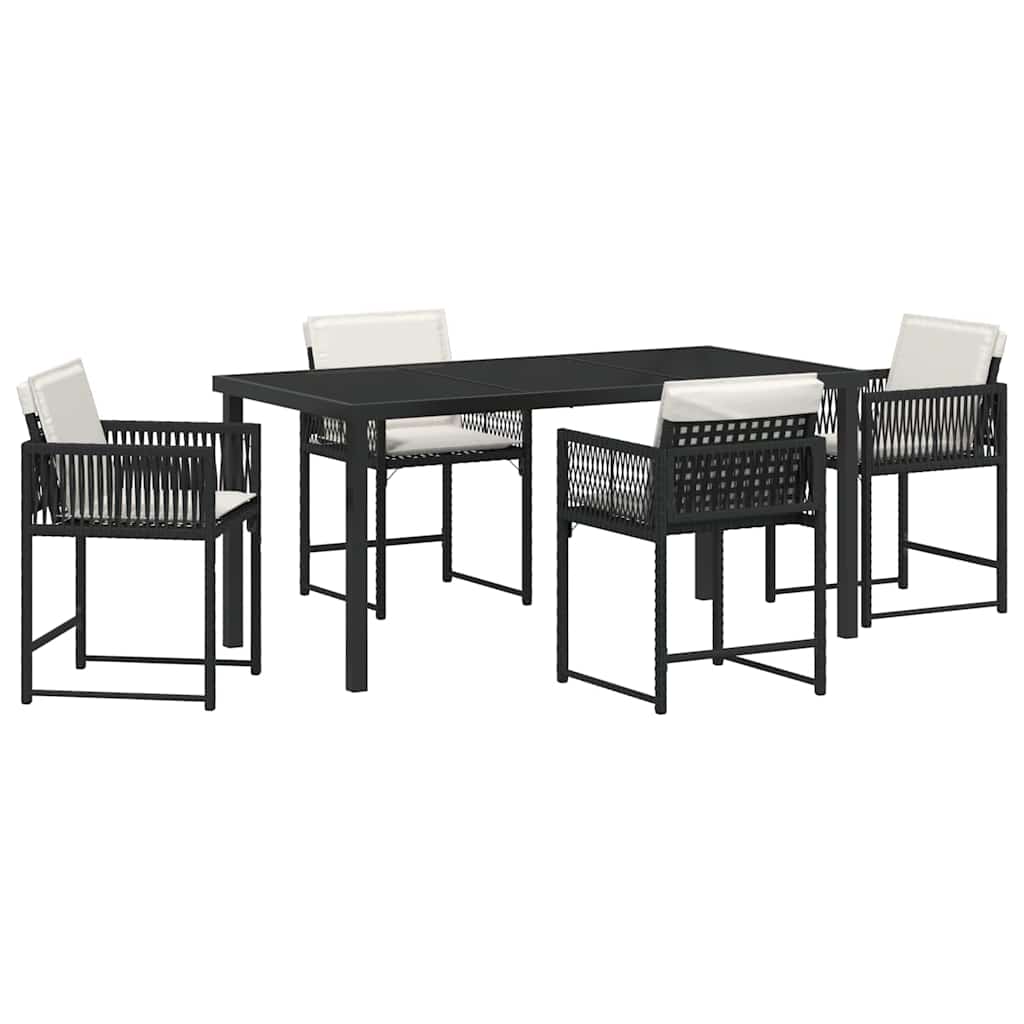 Have Spisebordssæt 5 pcs Sort polyrattan