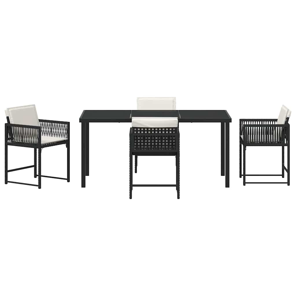 Have Spisebordssæt 5 pcs Sort polyrattan