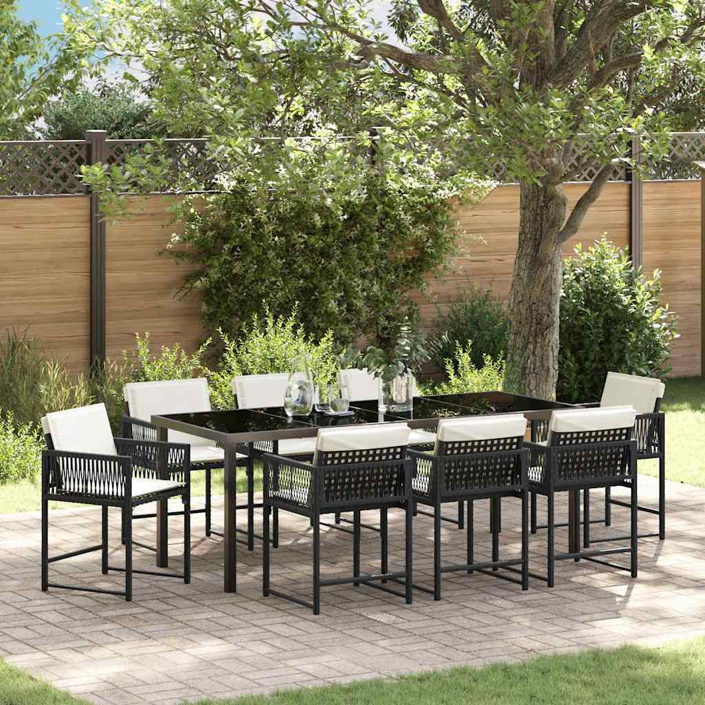 Have Spisebordssæt 9 pcs Sort polyrattan
