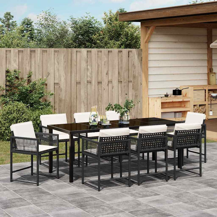 Have Spisebordssæt 9 pcs Sort polyrattan