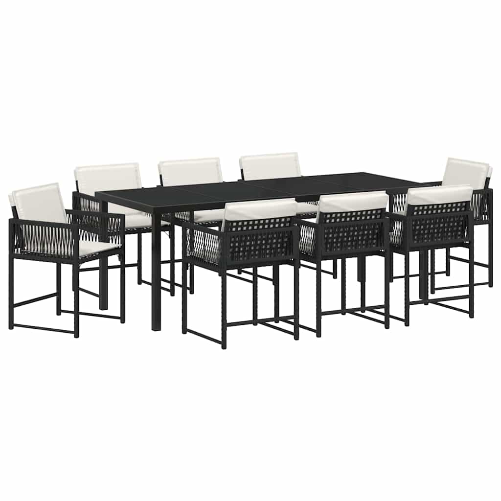 Have Spisebordssæt 9 pcs Sort polyrattan