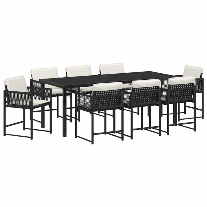 Have Spisebordssæt 9 pcs Sort polyrattan