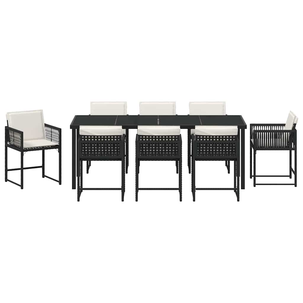 Have Spisebordssæt 9 pcs Sort polyrattan