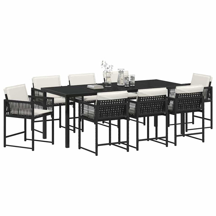 Have Spisebordssæt 9 pcs Sort polyrattan