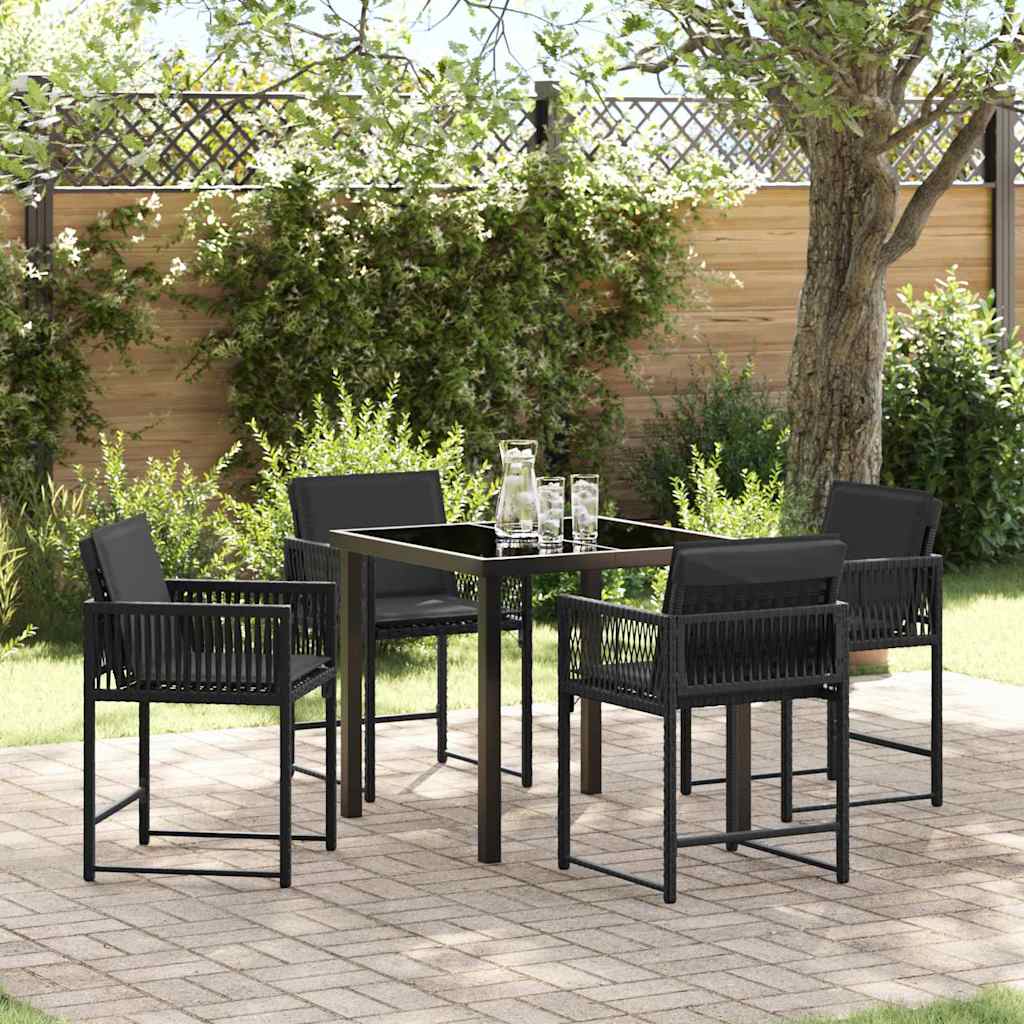 Have Spisebordssæt 5 pcs Sort polyrattan