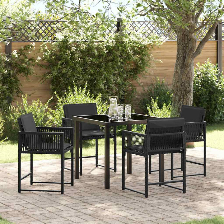 Have Spisebordssæt 5 pcs Sort polyrattan