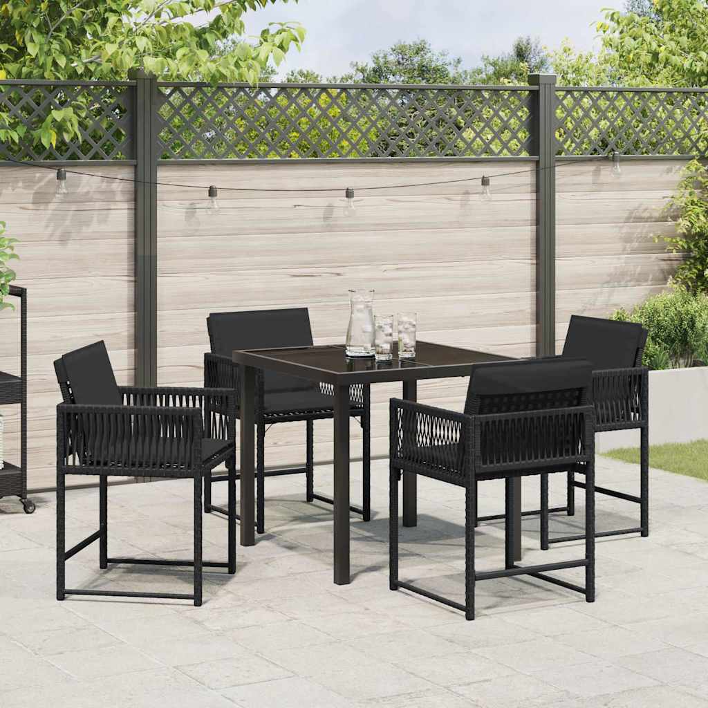 Have Spisebordssæt 5 pcs Sort polyrattan
