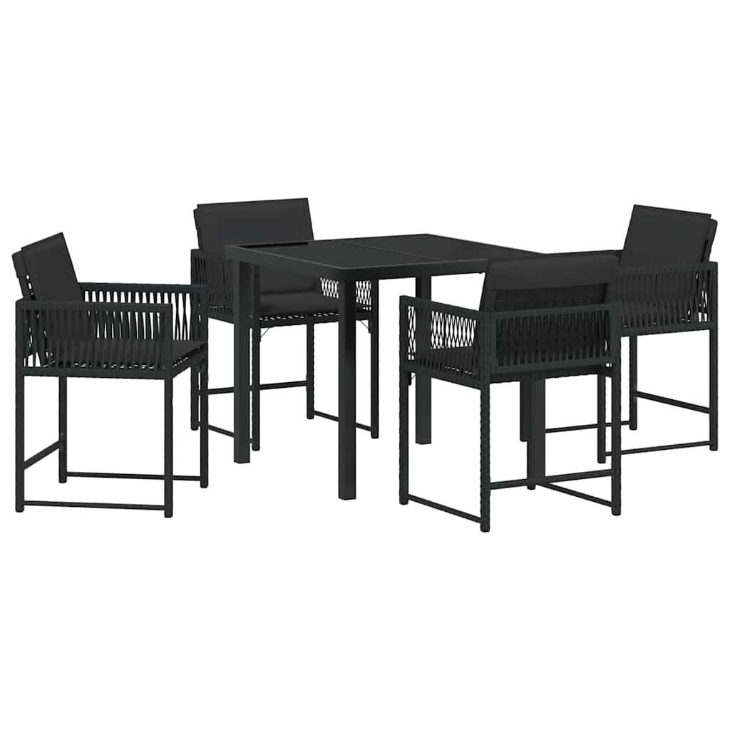 Have Spisebordssæt 5 pcs Sort polyrattan