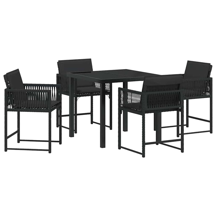Have Spisebordssæt 5 pcs Sort polyrattan