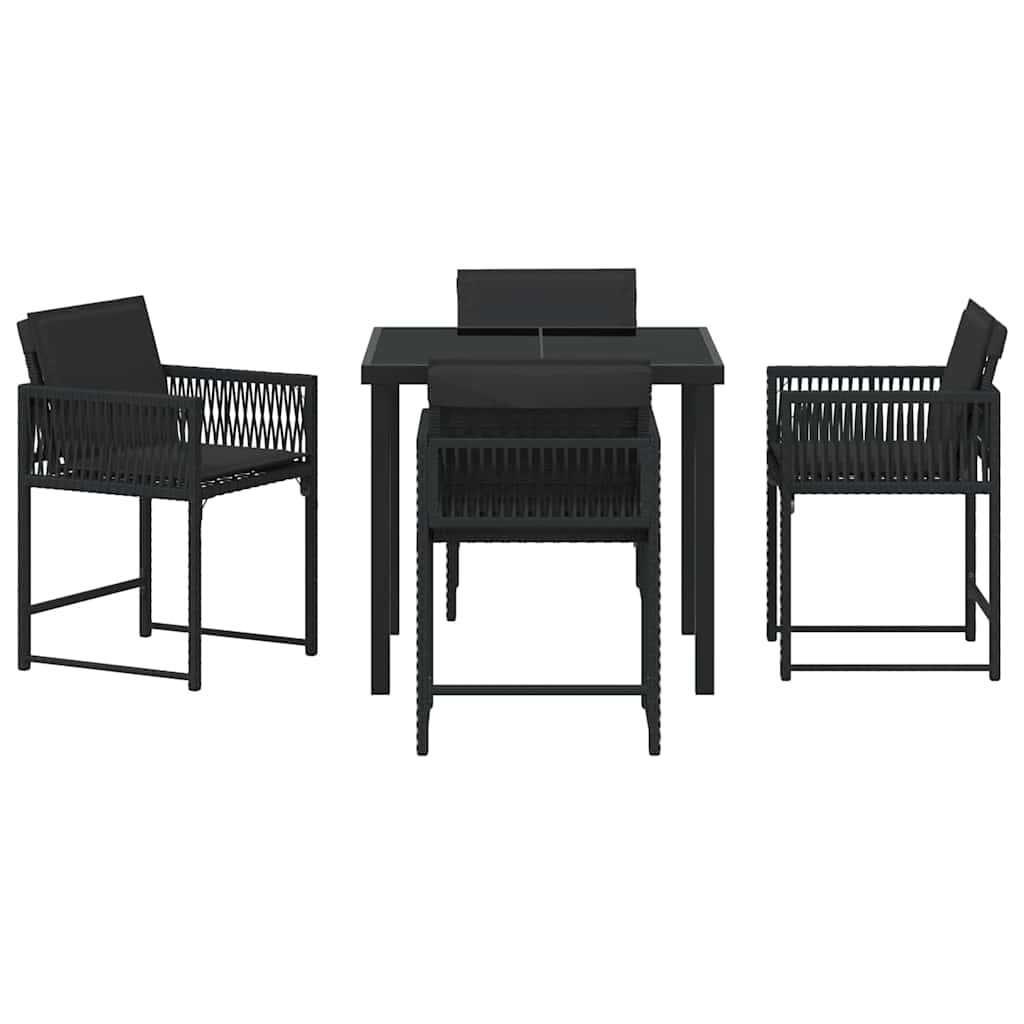 Have Spisebordssæt 5 pcs Sort polyrattan