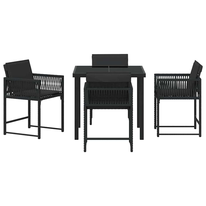 Have Spisebordssæt 5 pcs Sort polyrattan