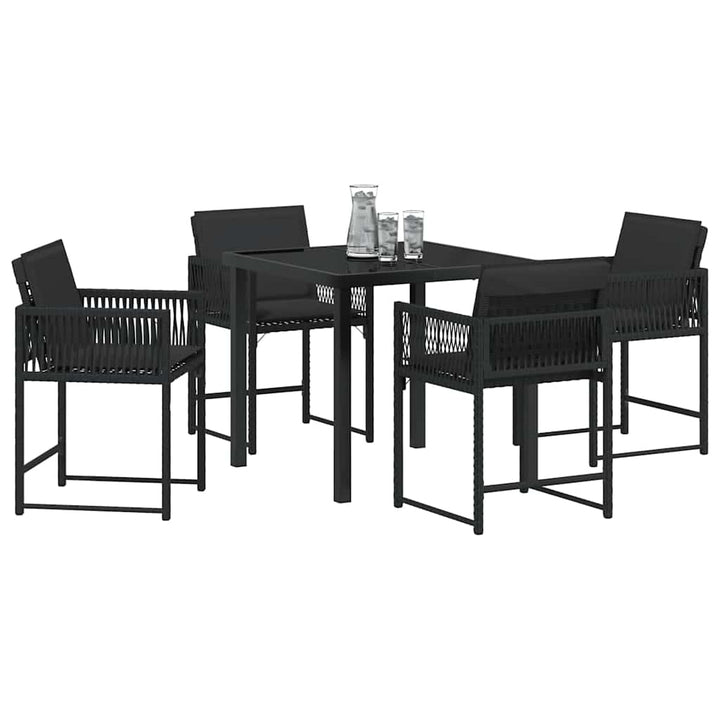 Have Spisebordssæt 5 pcs Sort polyrattan
