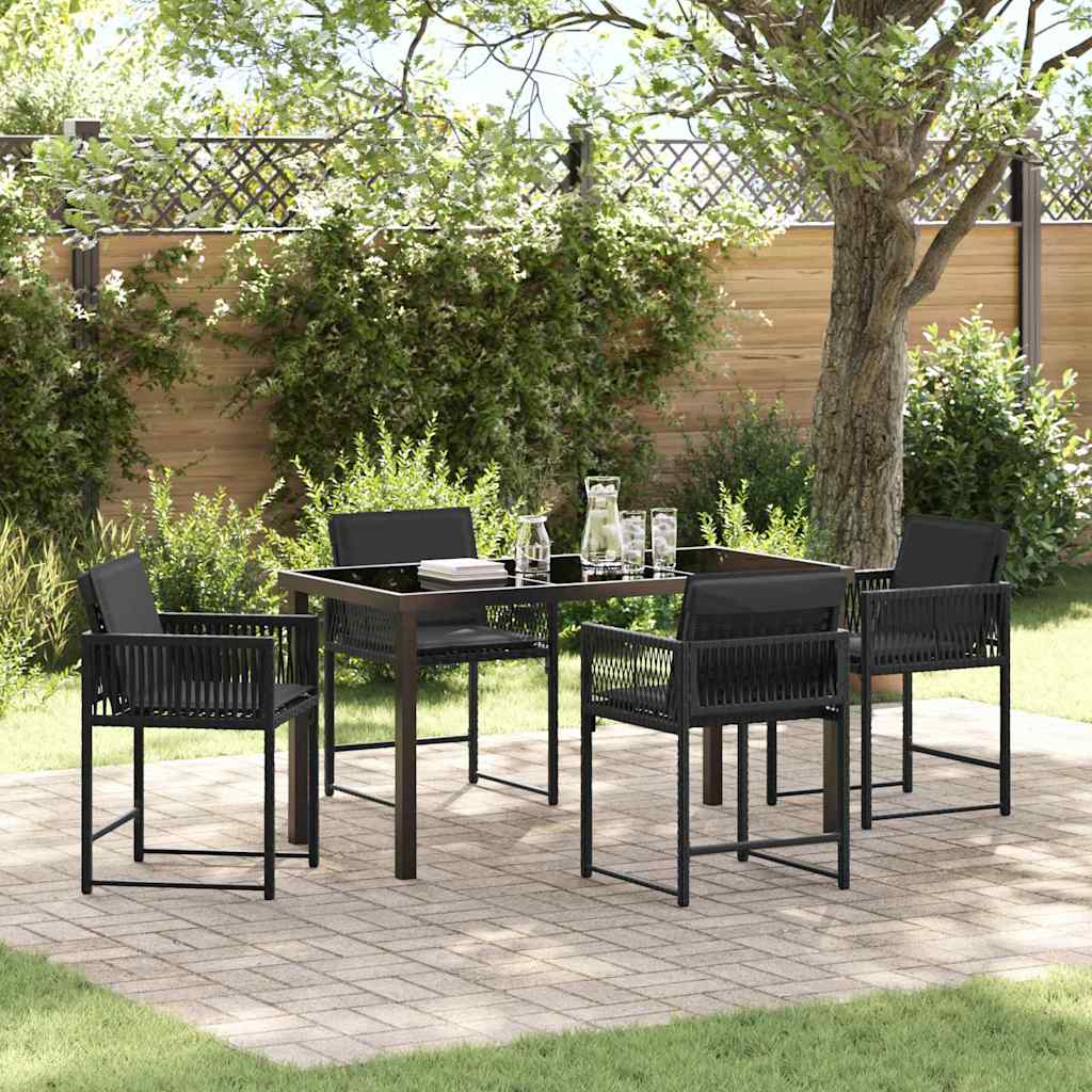 Have Spisebordssæt 5 pcs Sort polyrattan
