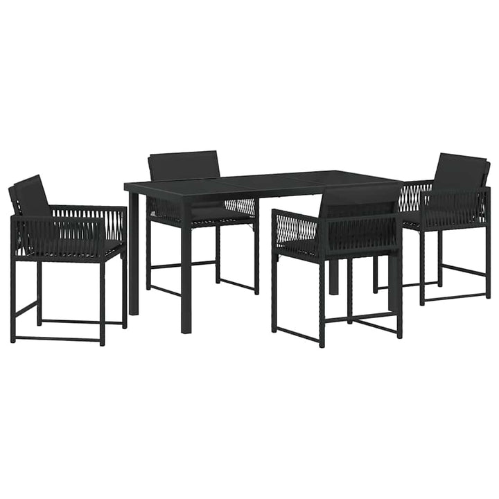 Have Spisebordssæt 5 pcs Sort polyrattan