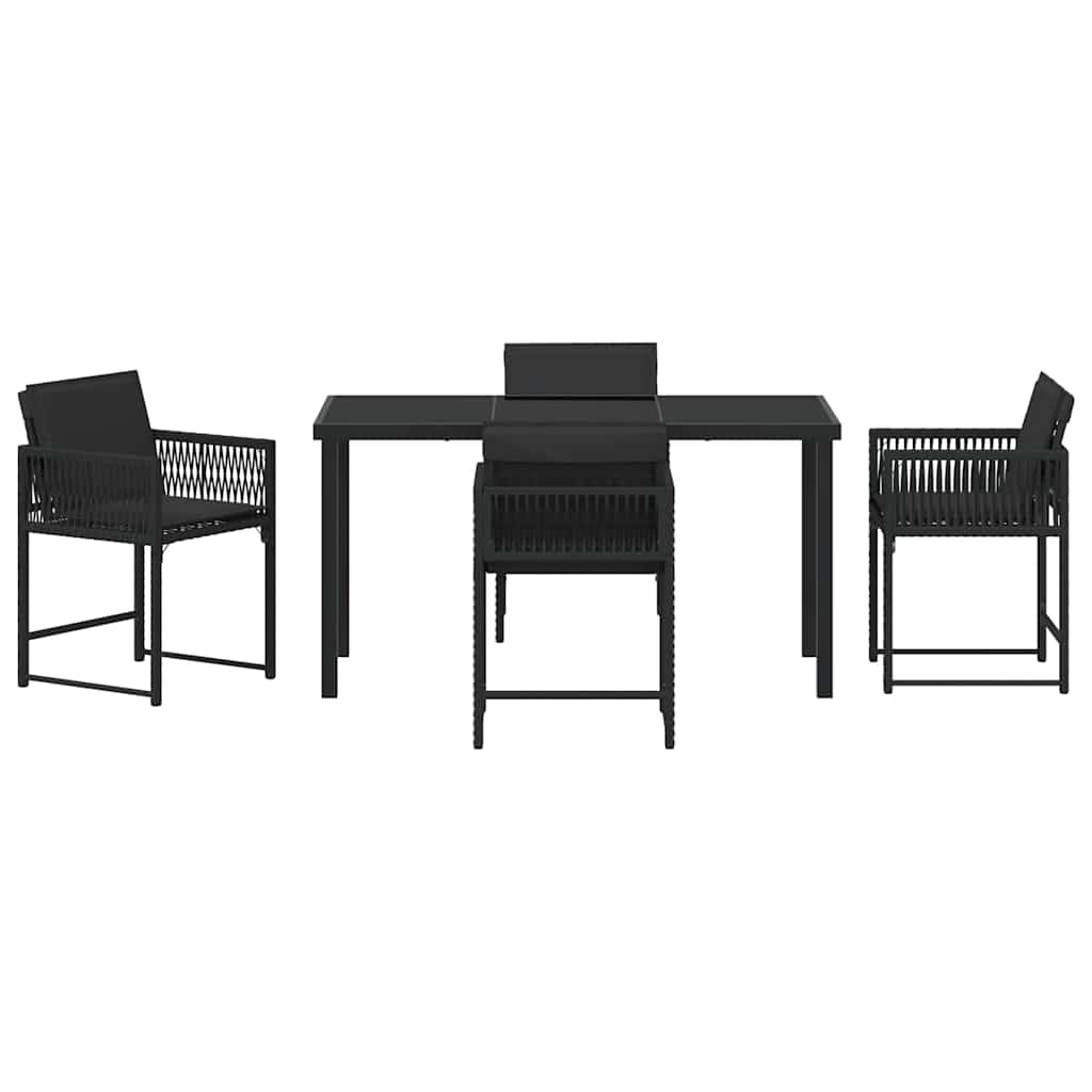 Have Spisebordssæt 5 pcs Sort polyrattan