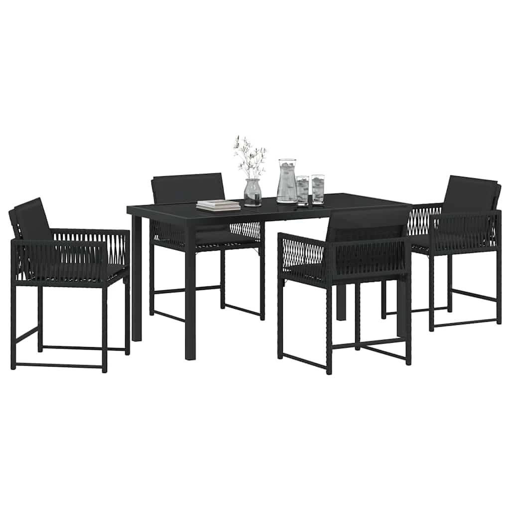 Have Spisebordssæt 5 pcs Sort polyrattan