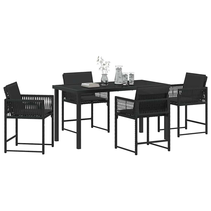 Have Spisebordssæt 5 pcs Sort polyrattan