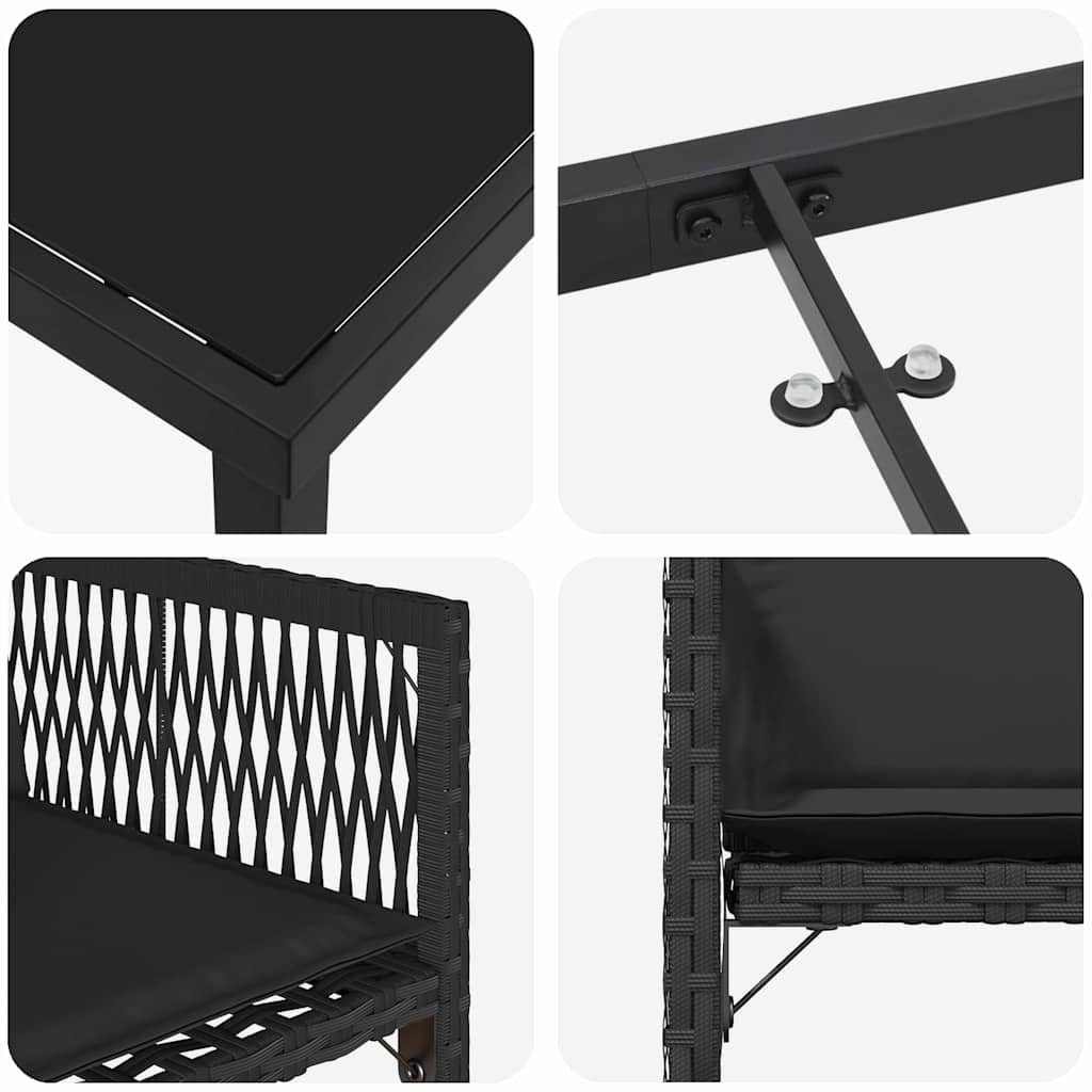 Have Spisebordssæt 5 pcs Sort polyrattan