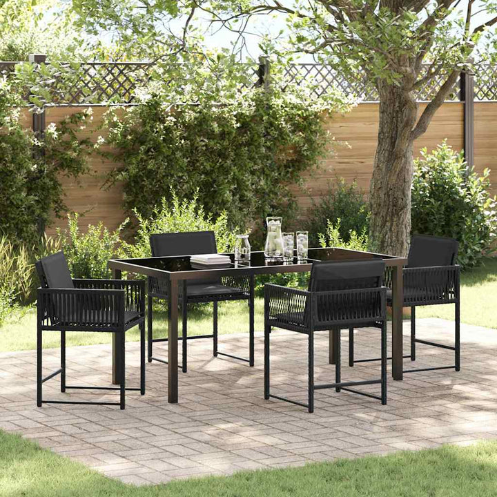Have Spisebordssæt 5 pcs Sort polyrattan