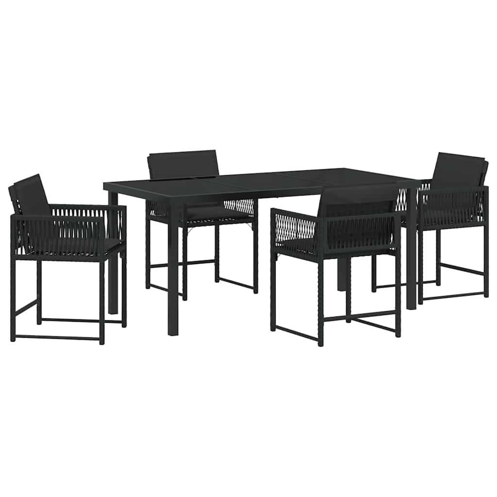 Have Spisebordssæt 5 pcs Sort polyrattan
