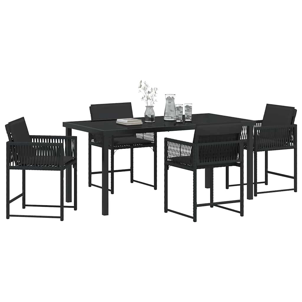 Have Spisebordssæt 5 pcs Sort polyrattan