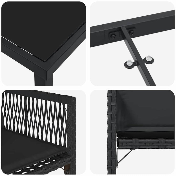 Have Spisebordssæt 9 pcs Sort polyrattan