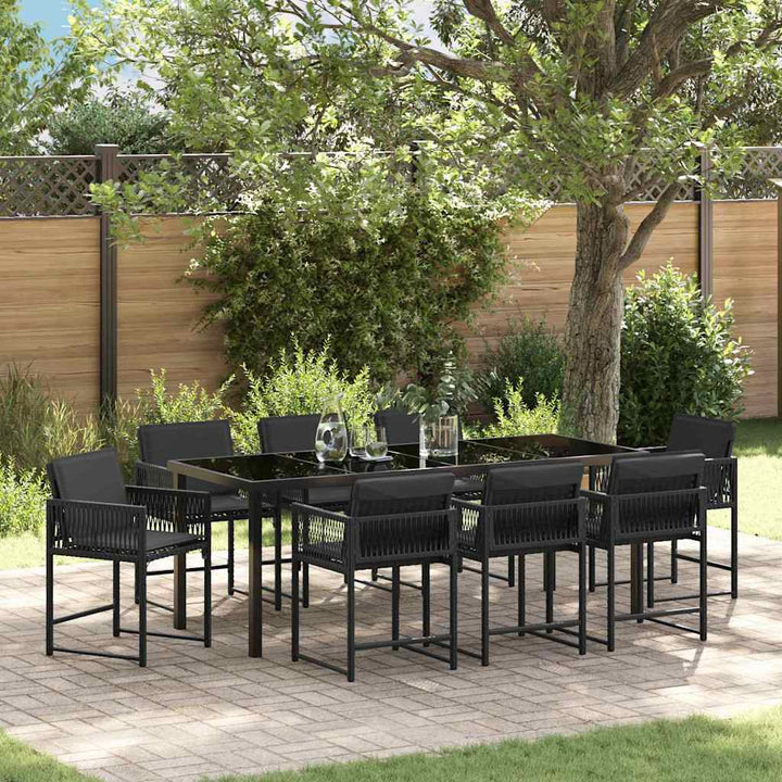 Have Spisebordssæt 9 pcs Sort polyrattan
