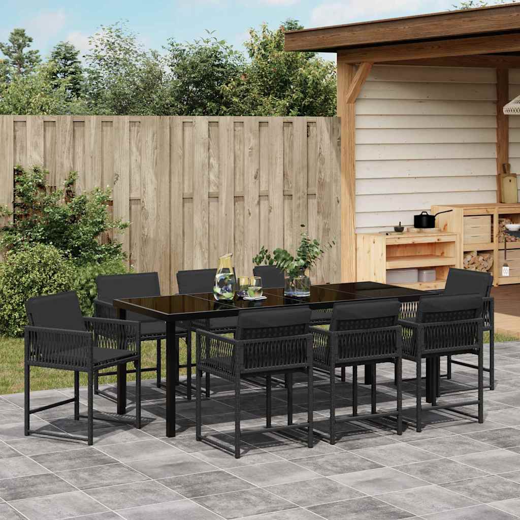 Have Spisebordssæt 9 pcs Sort polyrattan