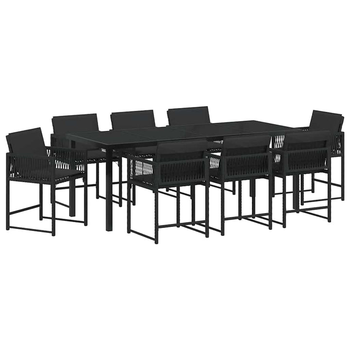 Have Spisebordssæt 9 pcs Sort polyrattan