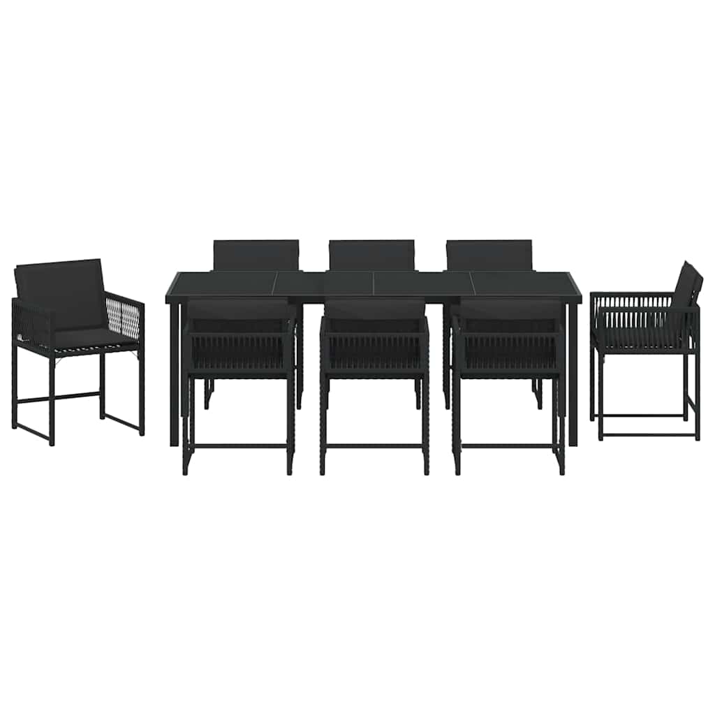 Have Spisebordssæt 9 pcs Sort polyrattan