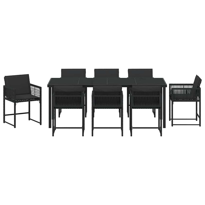 Have Spisebordssæt 9 pcs Sort polyrattan