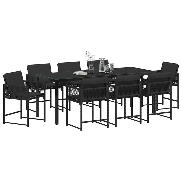 Have Spisebordssæt 9 pcs Sort polyrattan
