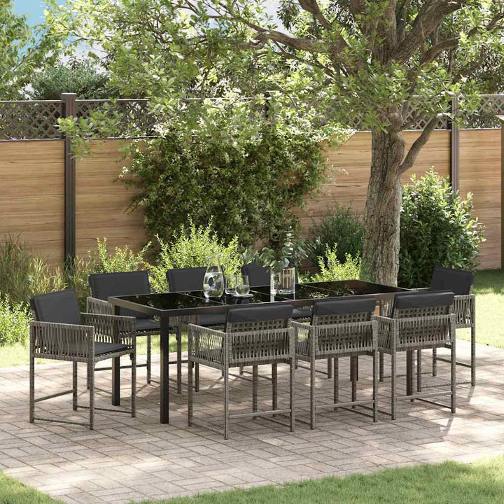 Have Spisebordssæt 9 pcs Grå polyrattan
