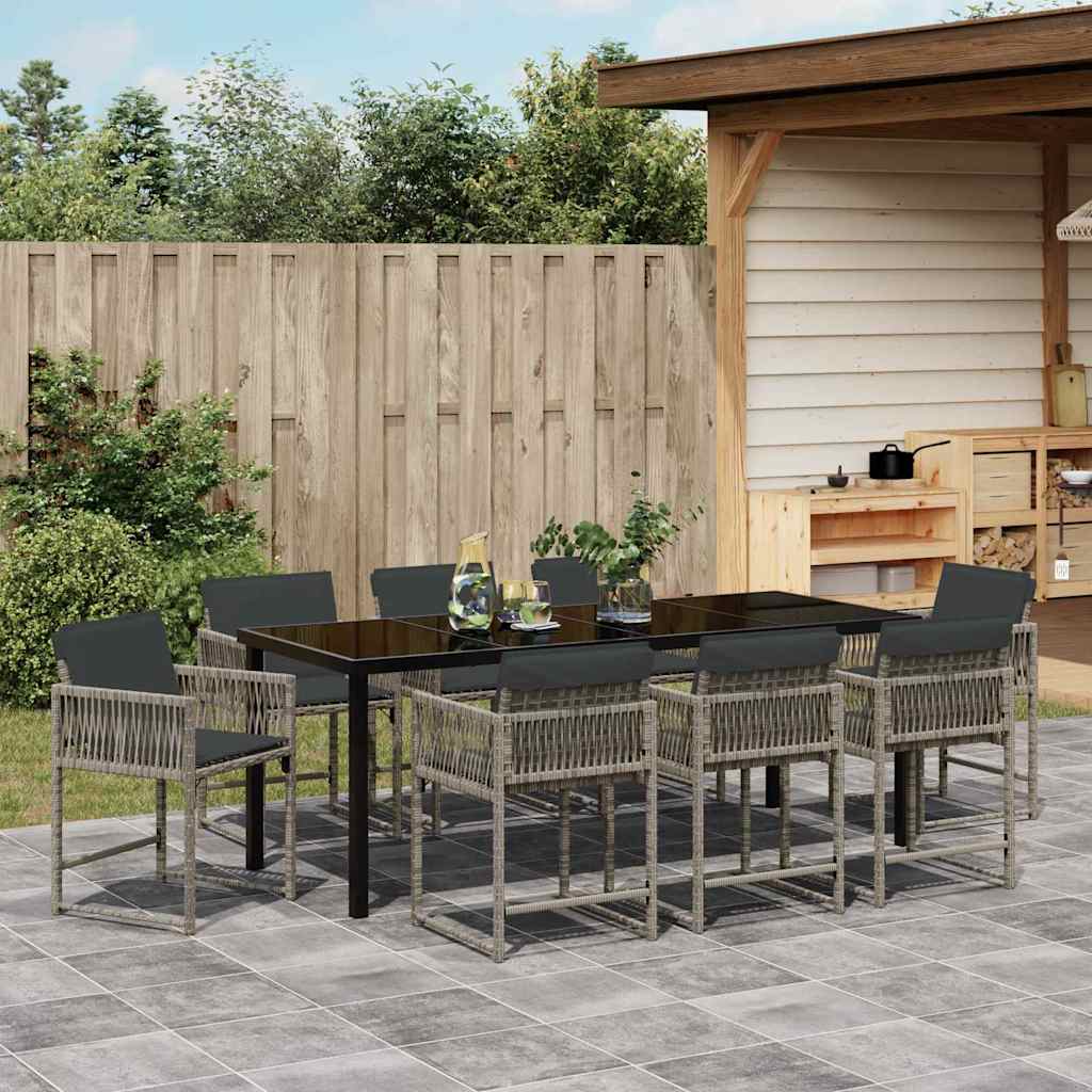 Have Spisebordssæt 9 pcs Grå polyrattan
