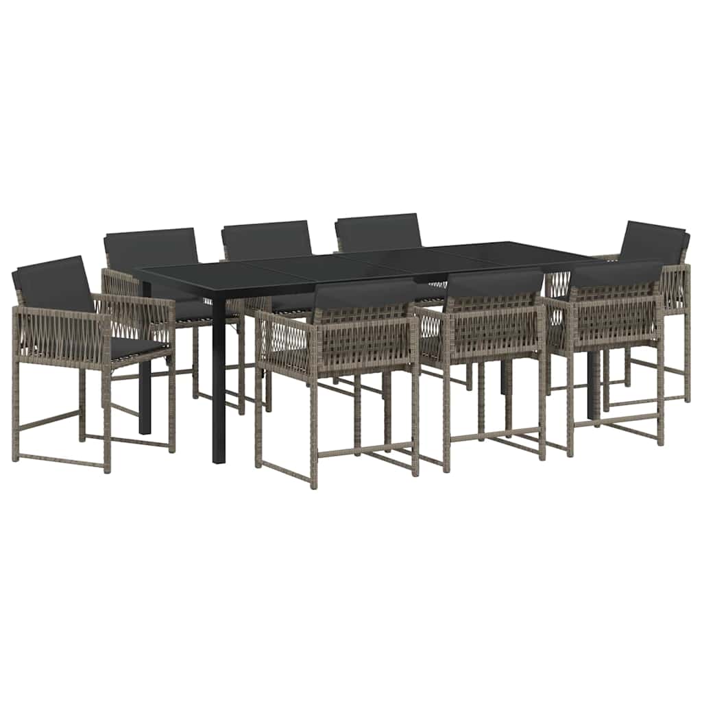 Have Spisebordssæt 9 pcs Grå polyrattan