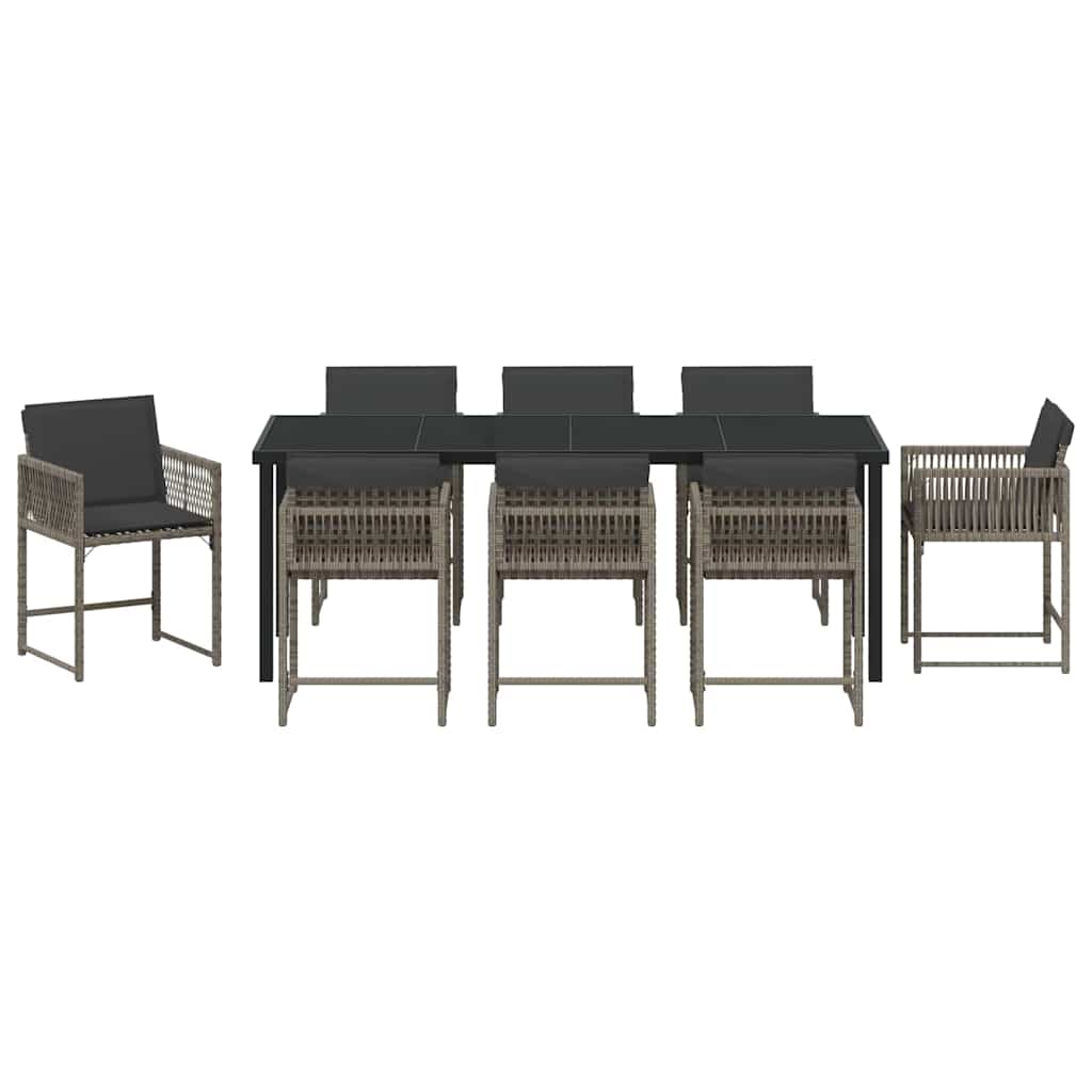 Have Spisebordssæt 9 pcs Grå polyrattan