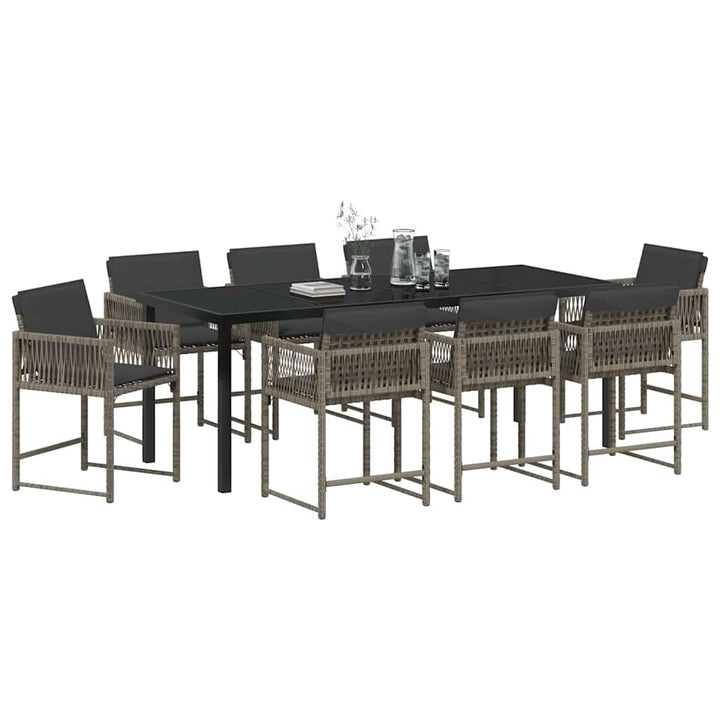 Have Spisebordssæt 9 pcs Grå polyrattan