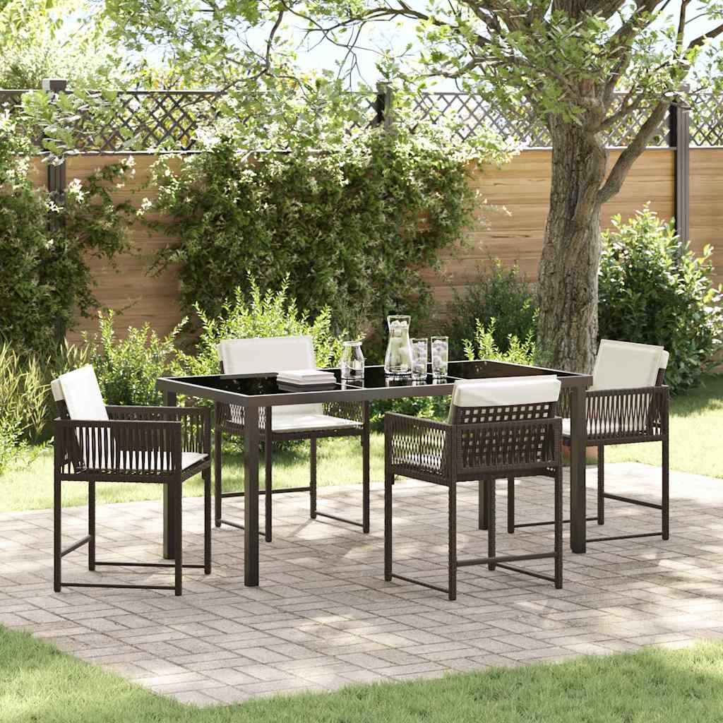 Have Spisebordssæt 5 pcs Brun polyrattan