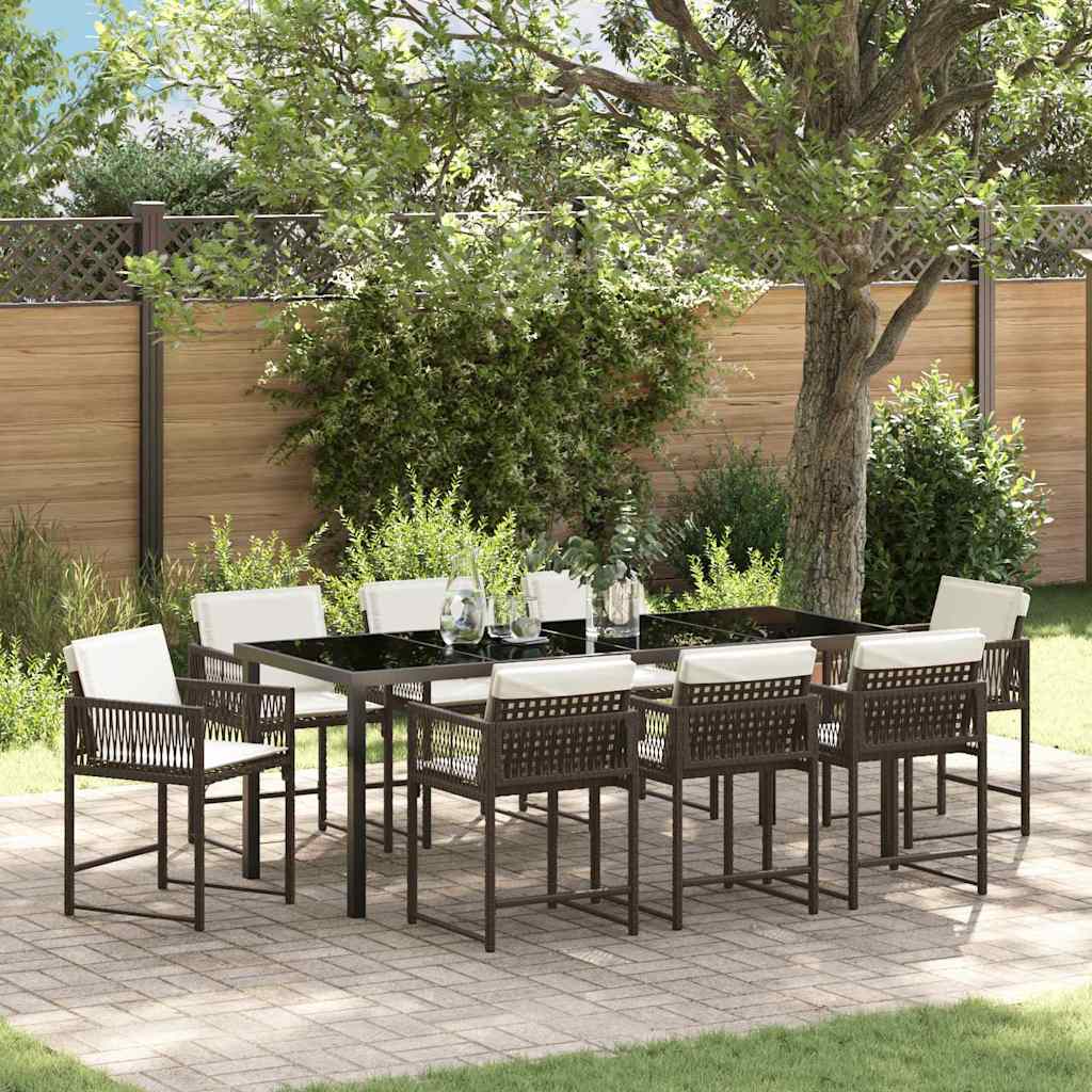 Have Spisebordssæt 9 pcs Brun polyrattan