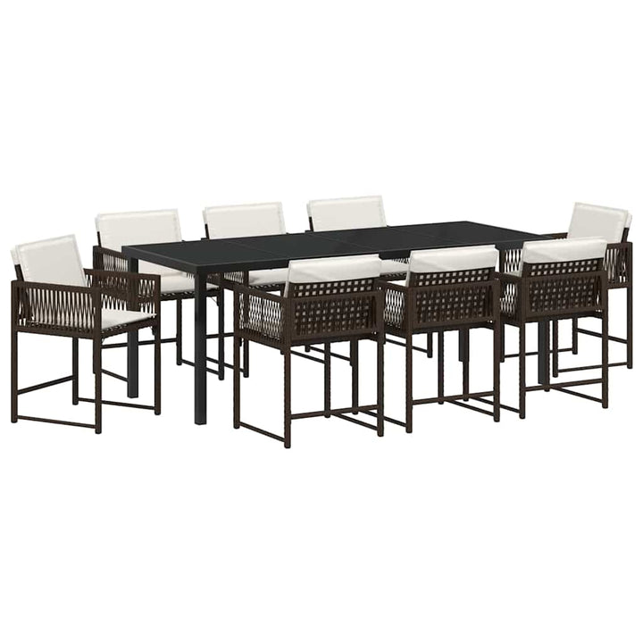 Have Spisebordssæt 9 pcs Brun polyrattan