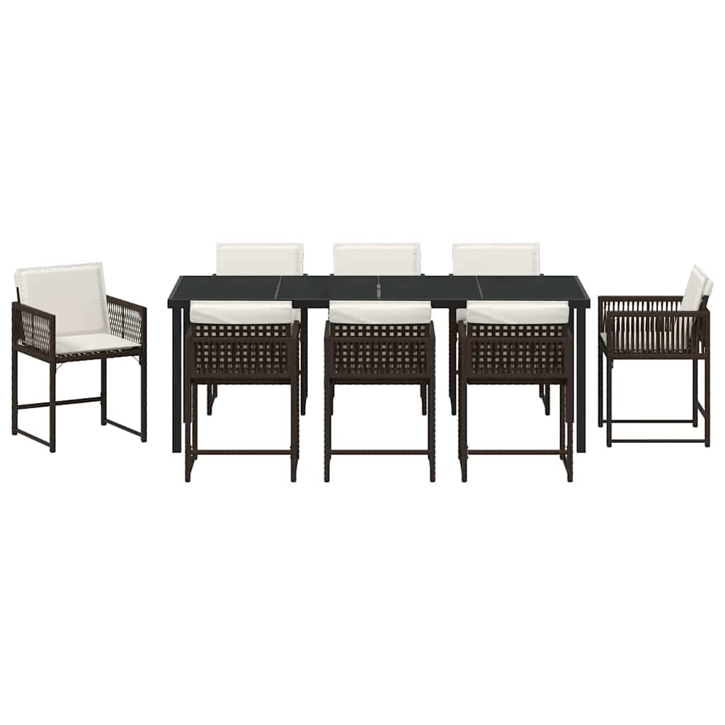 Have Spisebordssæt 9 pcs Brun polyrattan