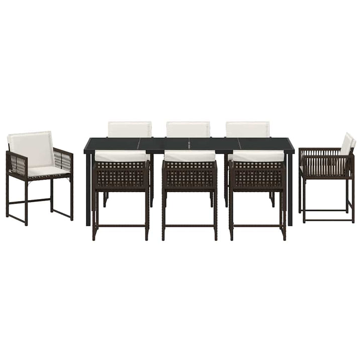 Have Spisebordssæt 9 pcs Brun polyrattan