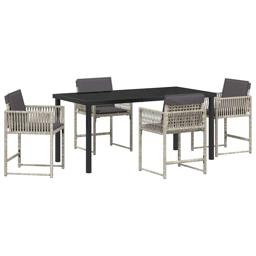 Have Spisebordssæt 5 pcs Lysegrå polyrattan