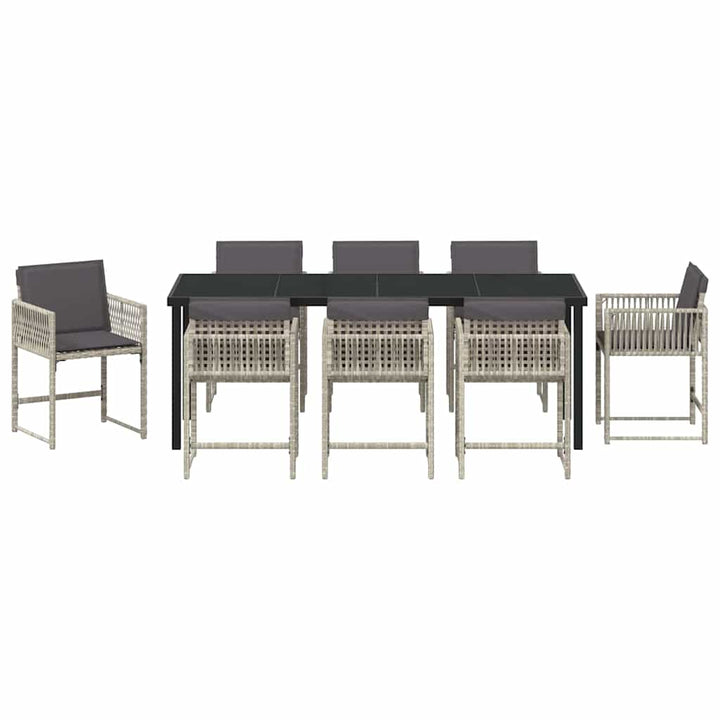 Have Spisebordssæt 9 stk. Lysegrå polyrattan